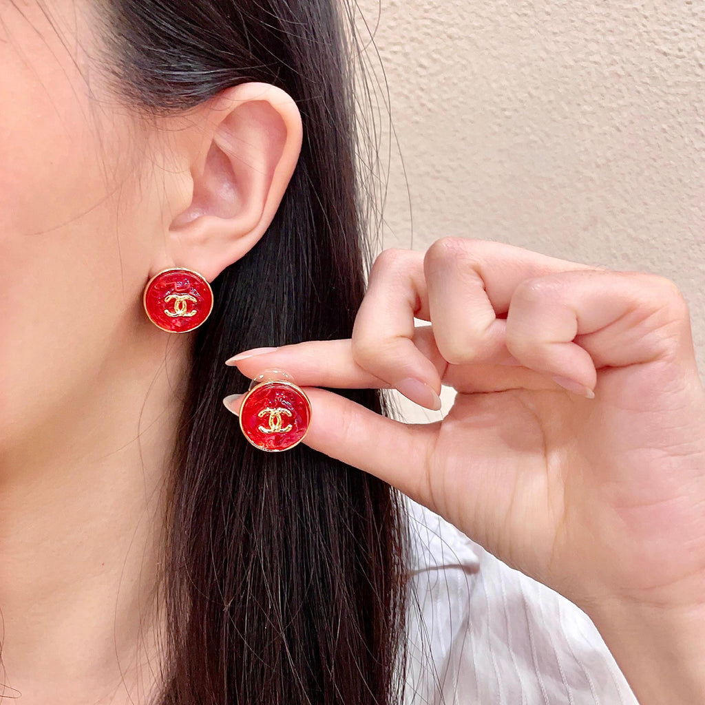 Signature Emblem Stud Earrings in Polished Metal-Tone – Design 099 main product view