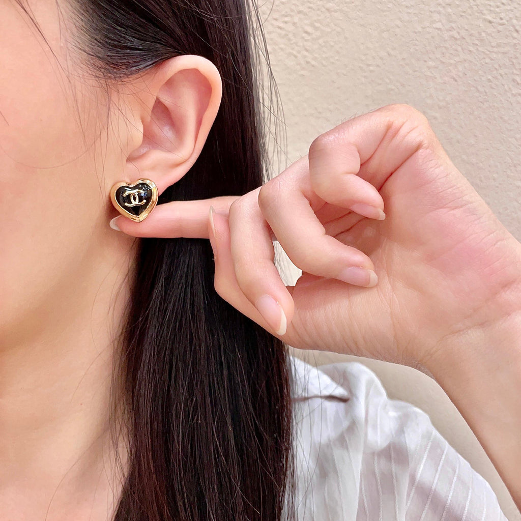 Signature Emblem Stud Earrings in Polished Metal-Tone – Design 097 front product view