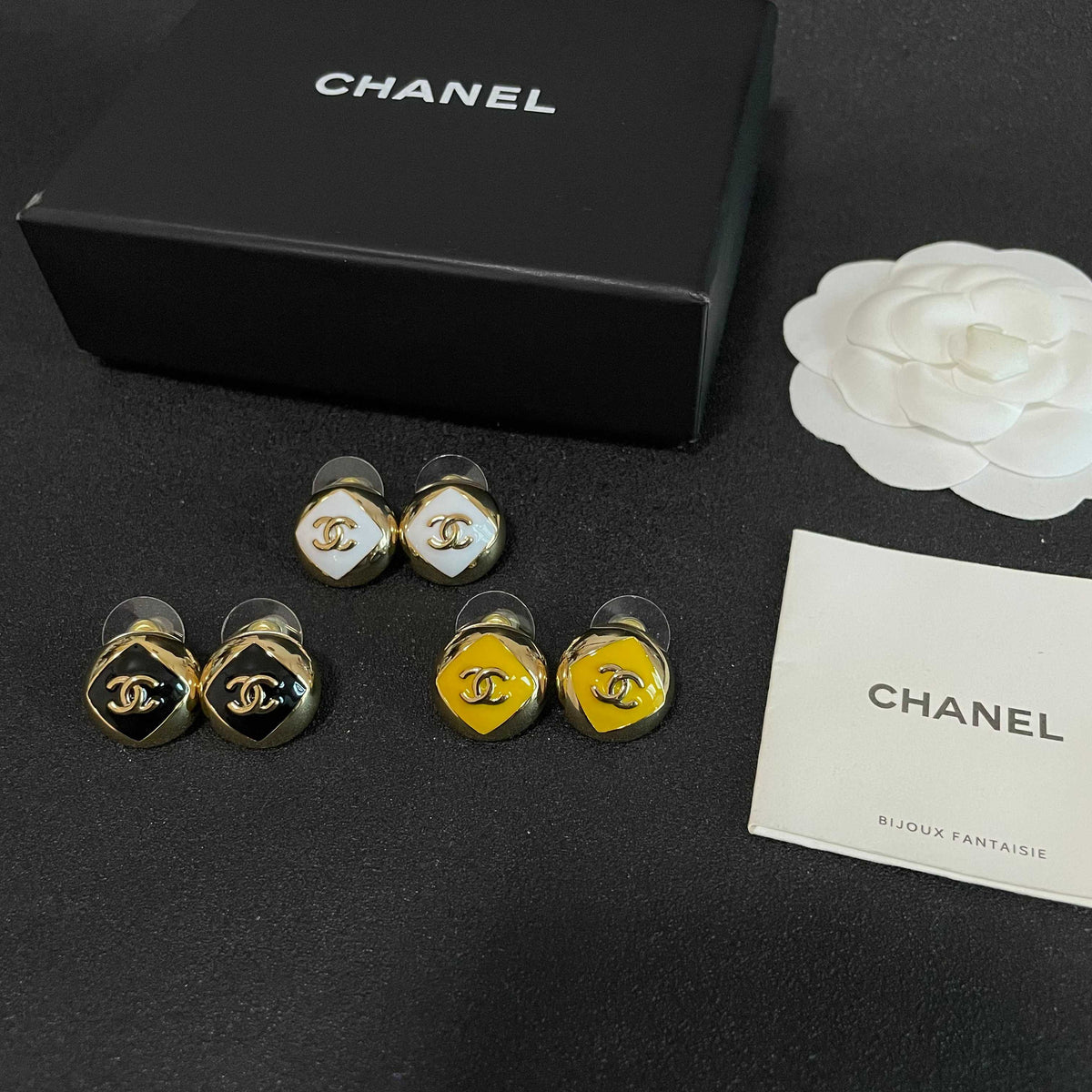 Signature Emblem Stud Earrings in Polished Metal-Tone – Design 096 side detail