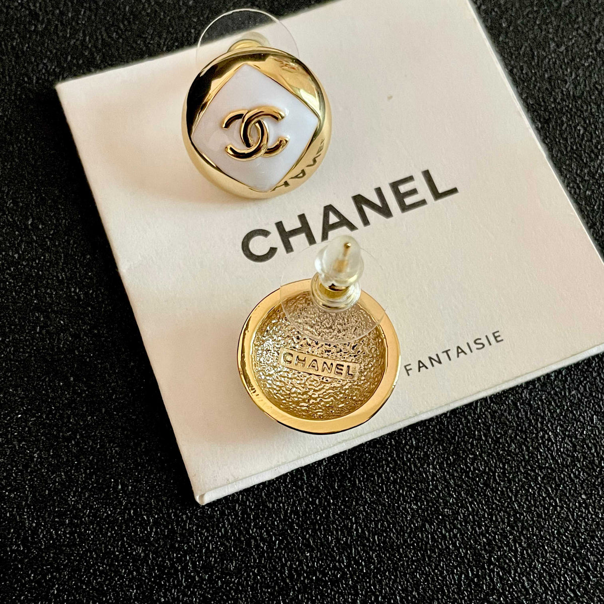 Signature Emblem Stud Earrings in Polished Metal-Tone – Design 096 main product view