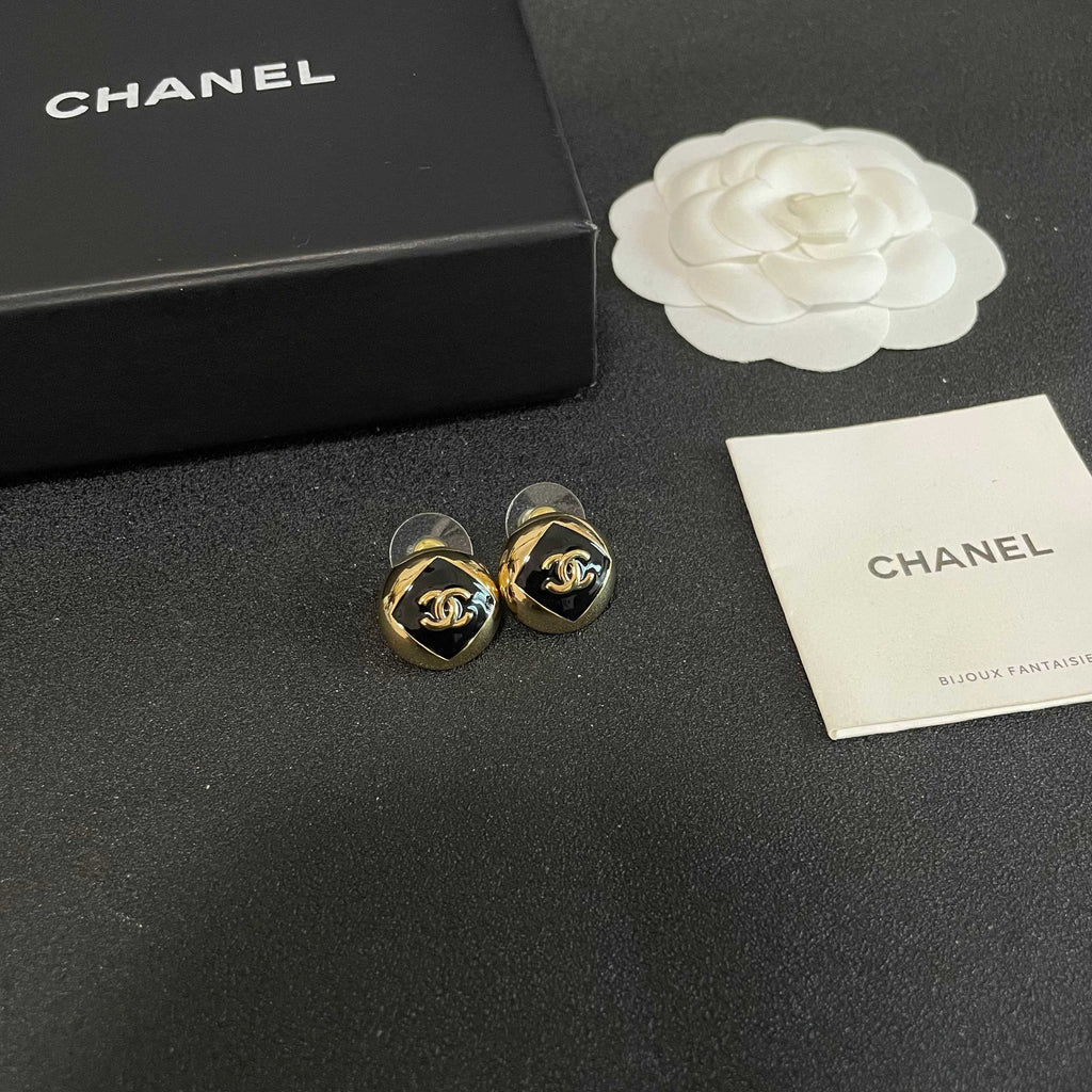 Signature Emblem Stud Earrings in Polished Metal-Tone – Design 095 styled product view