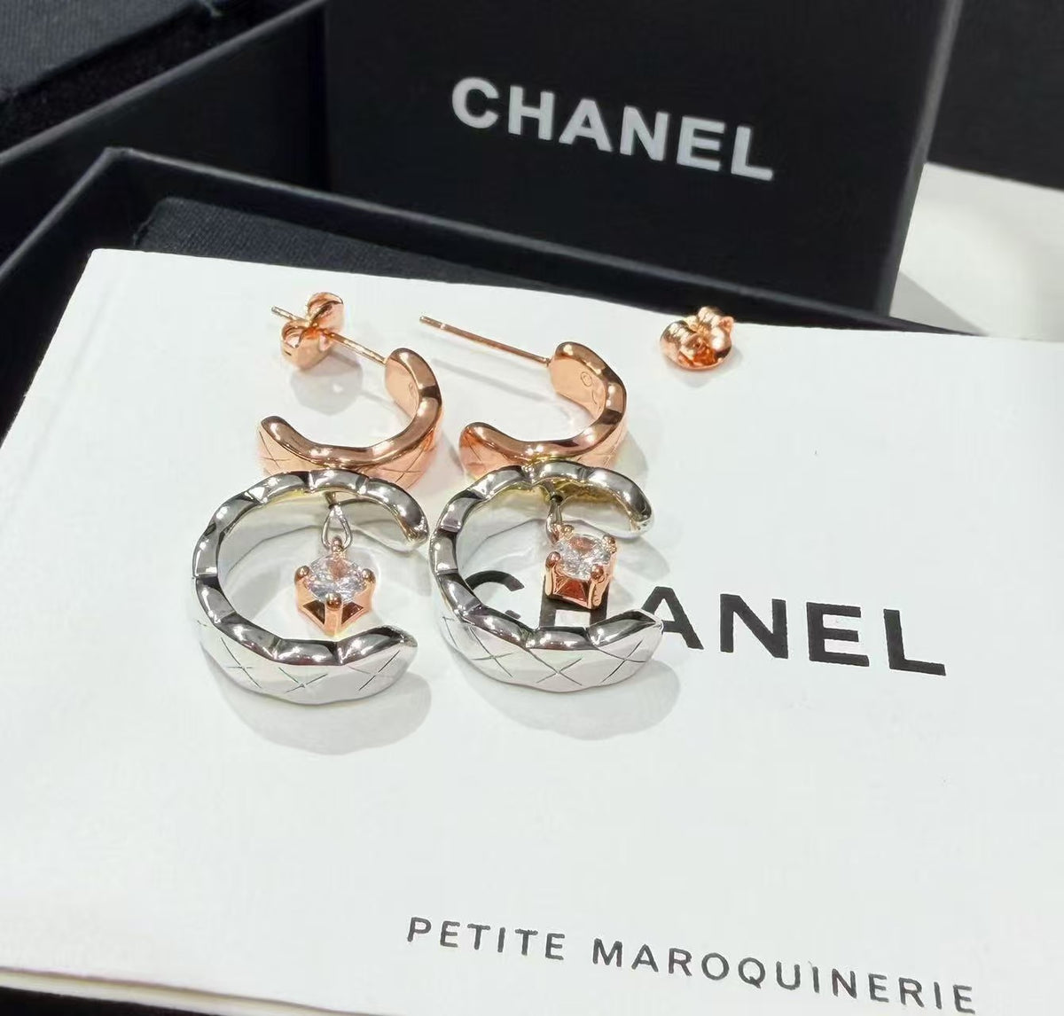 Signature Emblem Stud Earrings in Polished Metal-Tone – Design 063 main product view