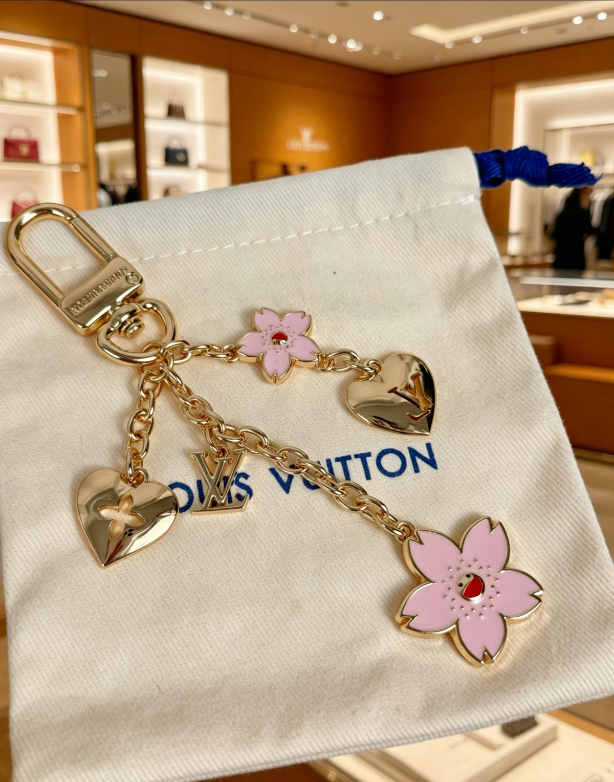 Key Keychain in Polished Metal-Tone detail view
