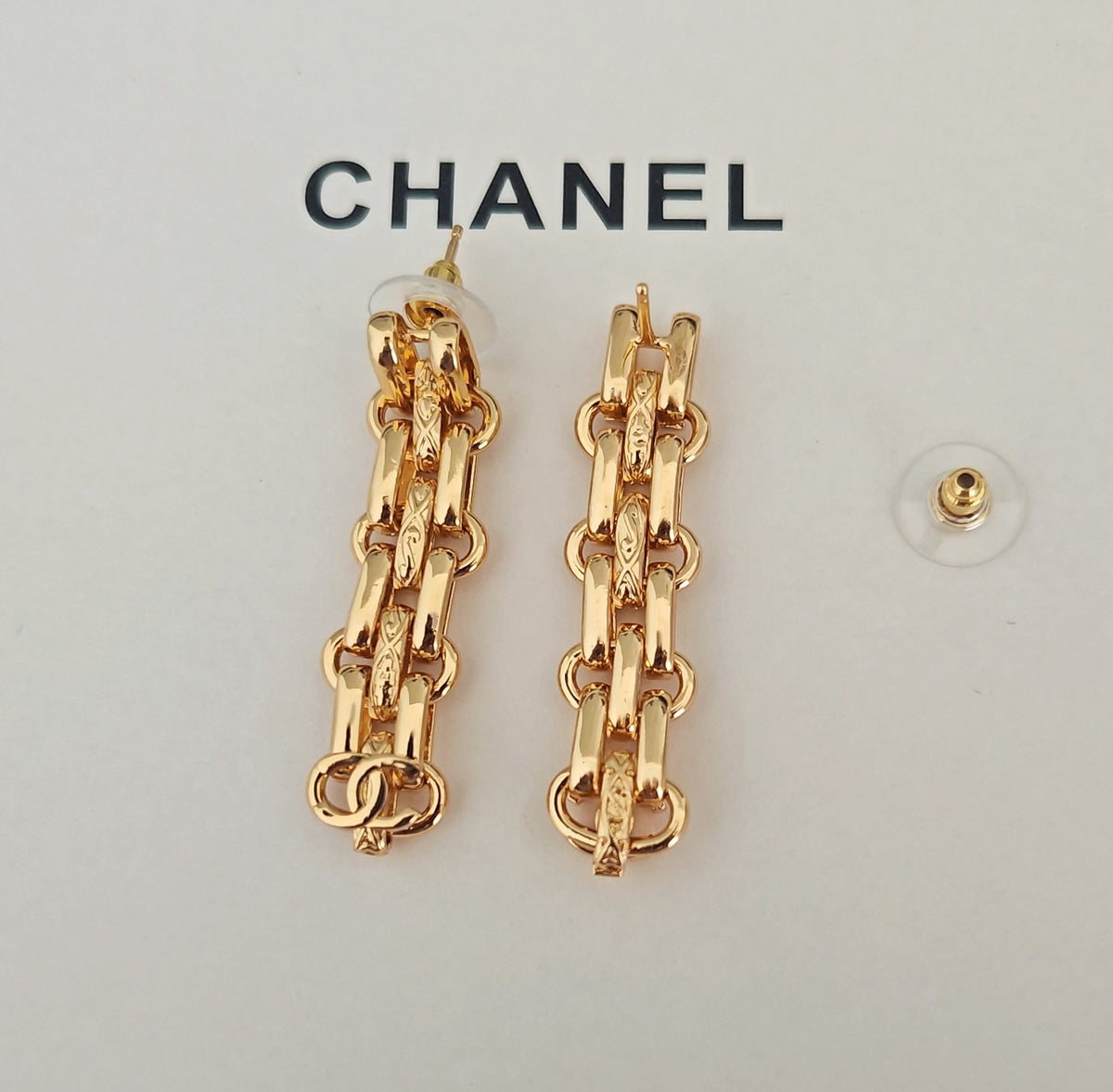Signature Emblem Statement Earrings in Gold-Tone – Design 032 detail view
