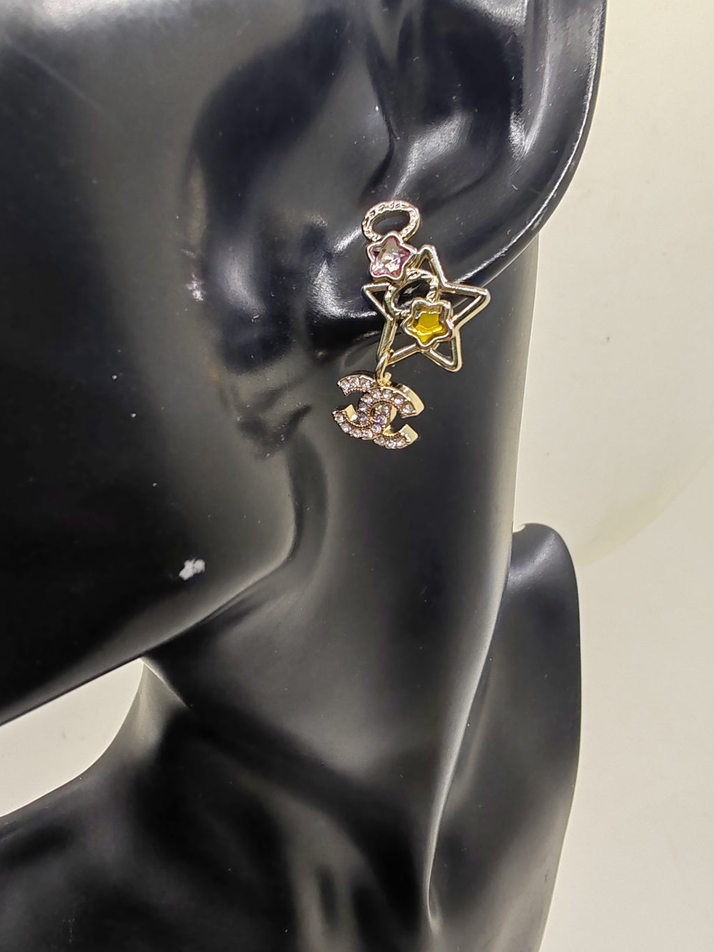 Signature Emblem Crystal-Accent Statement Earrings – Design 013 detail view