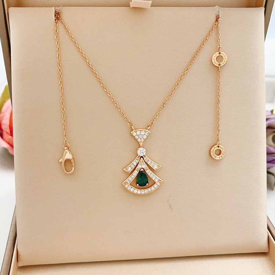 Geometric Emblem Pendant Necklace in Rose-Gold-Tone – Rose Gold Detail – Design 014 main product view