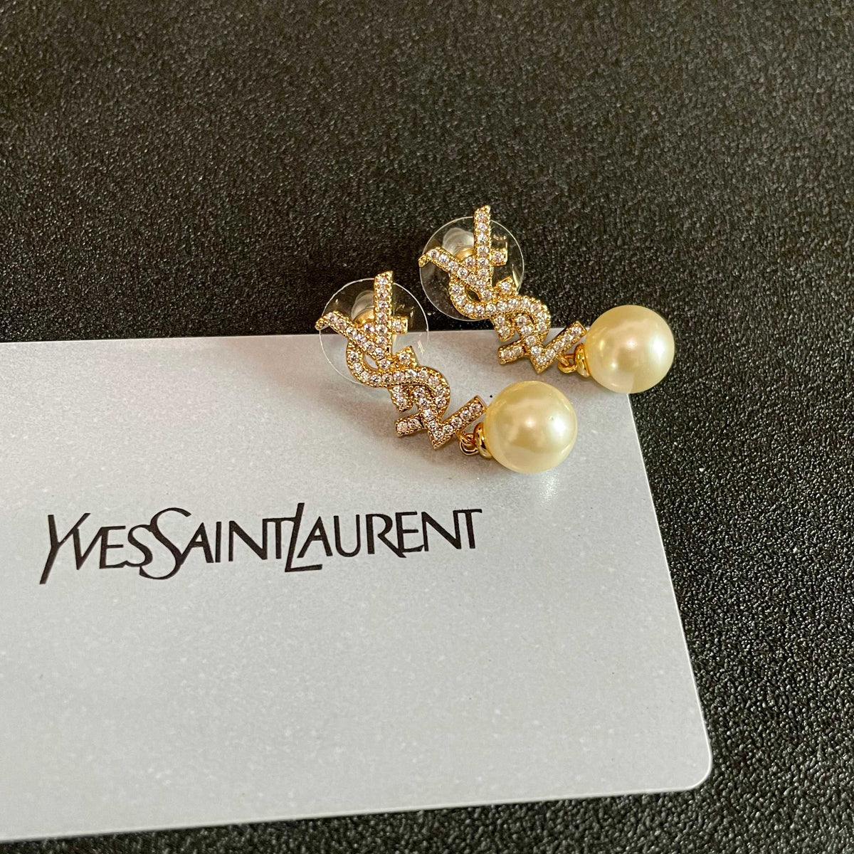 Signature Emblem Stud Earrings in Silver-Tone – Design 028 front product view