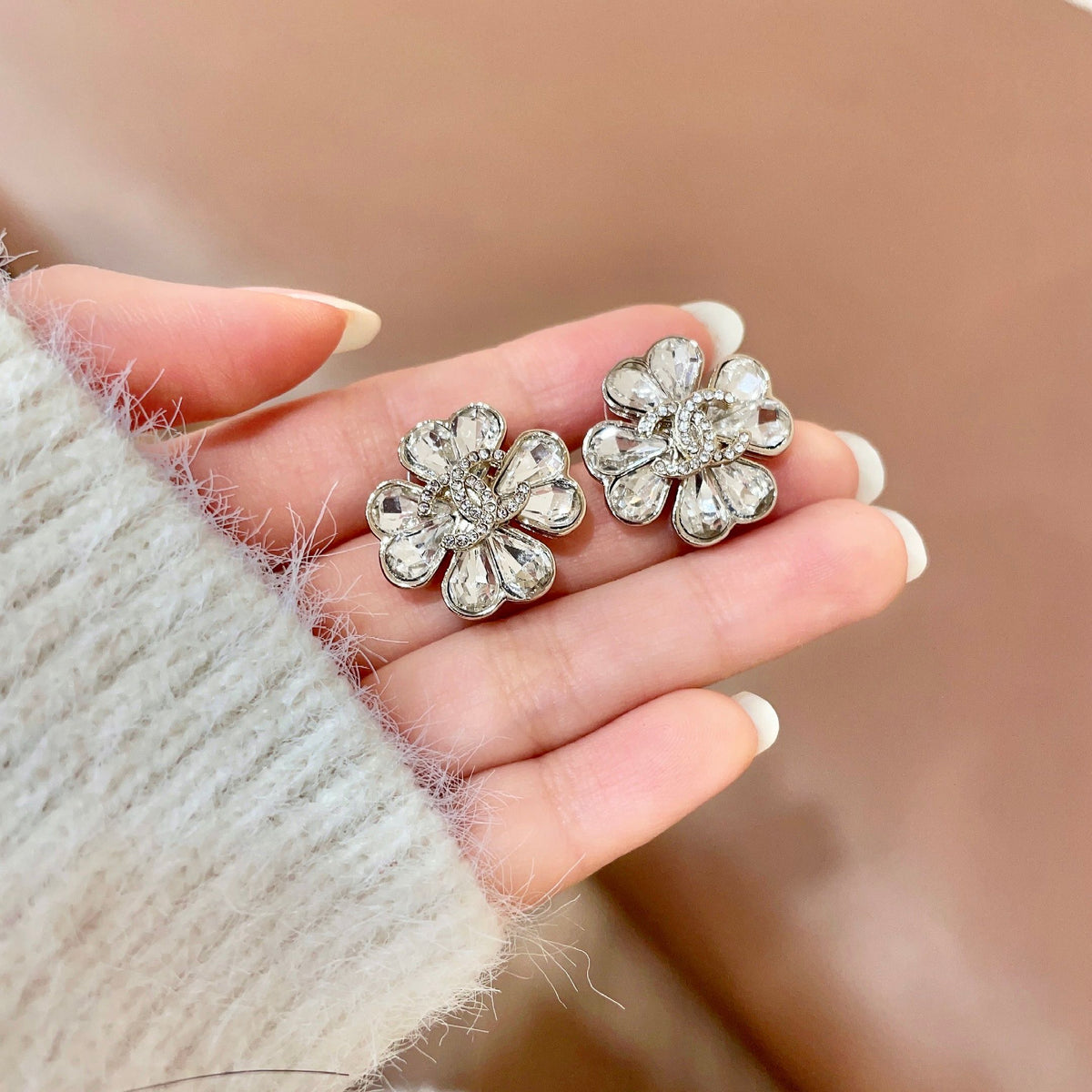 Signature Emblem Stud Earrings in Polished Metal-Tone – Design 122 side detail