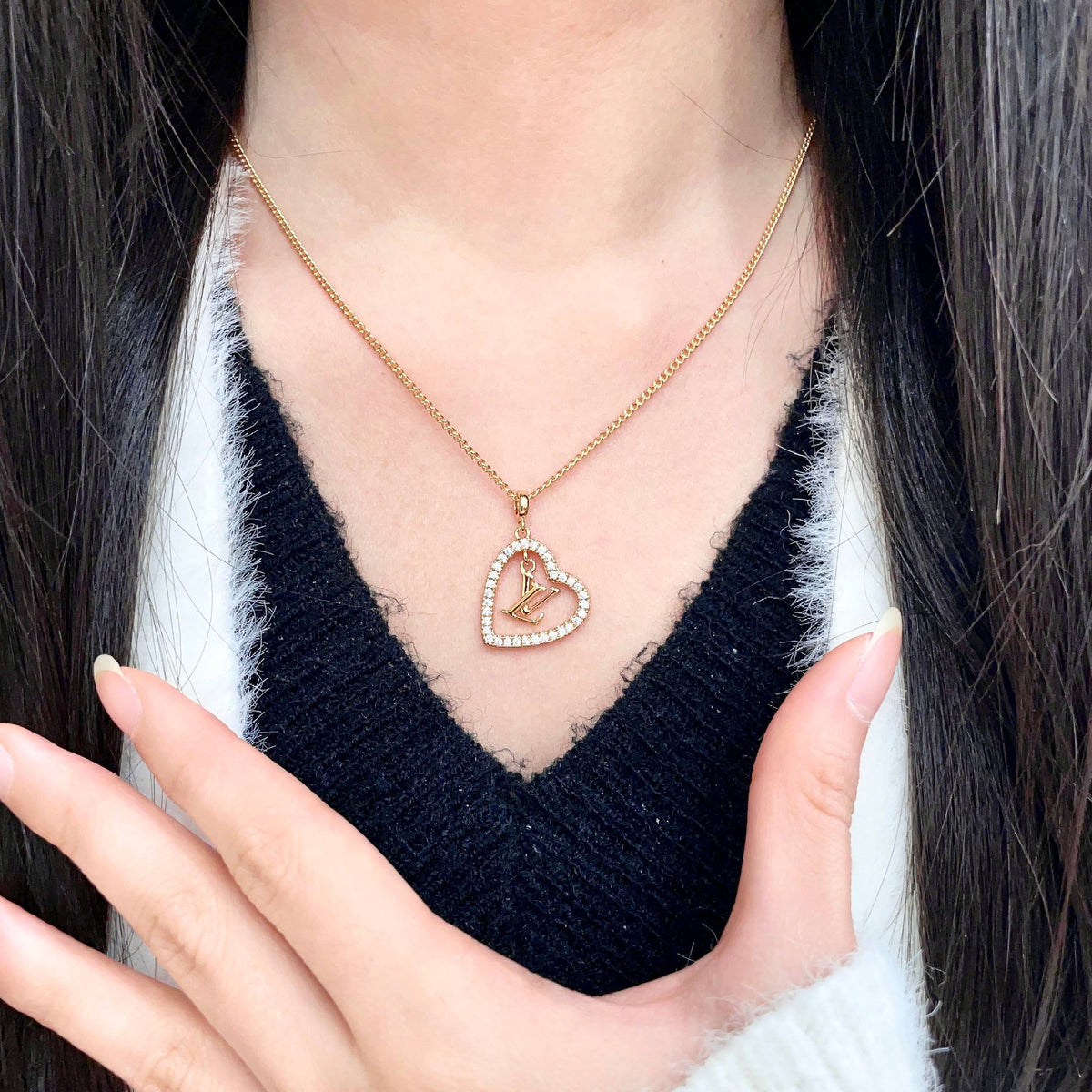 Geometric Emblem Pendant Necklace in Gold-Tone – Design 071 front product view