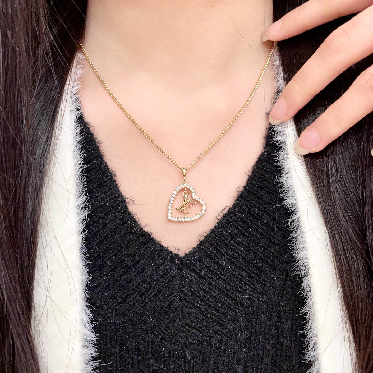 Geometric Emblem Pendant Necklace in Gold-Tone – Design 071 main product view