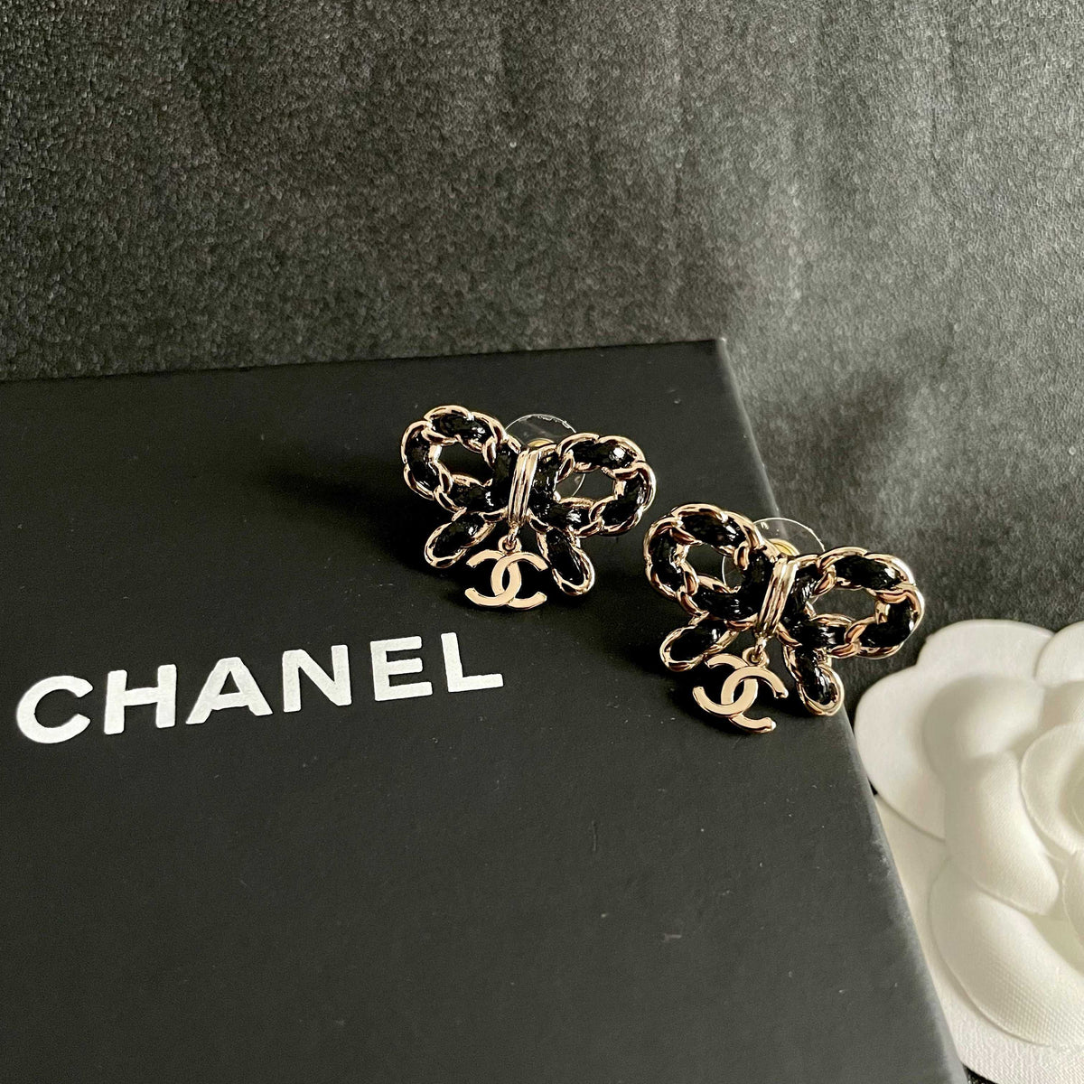 Signature Emblem Stud Earrings in Polished Metal-Tone – Design 119 detail view