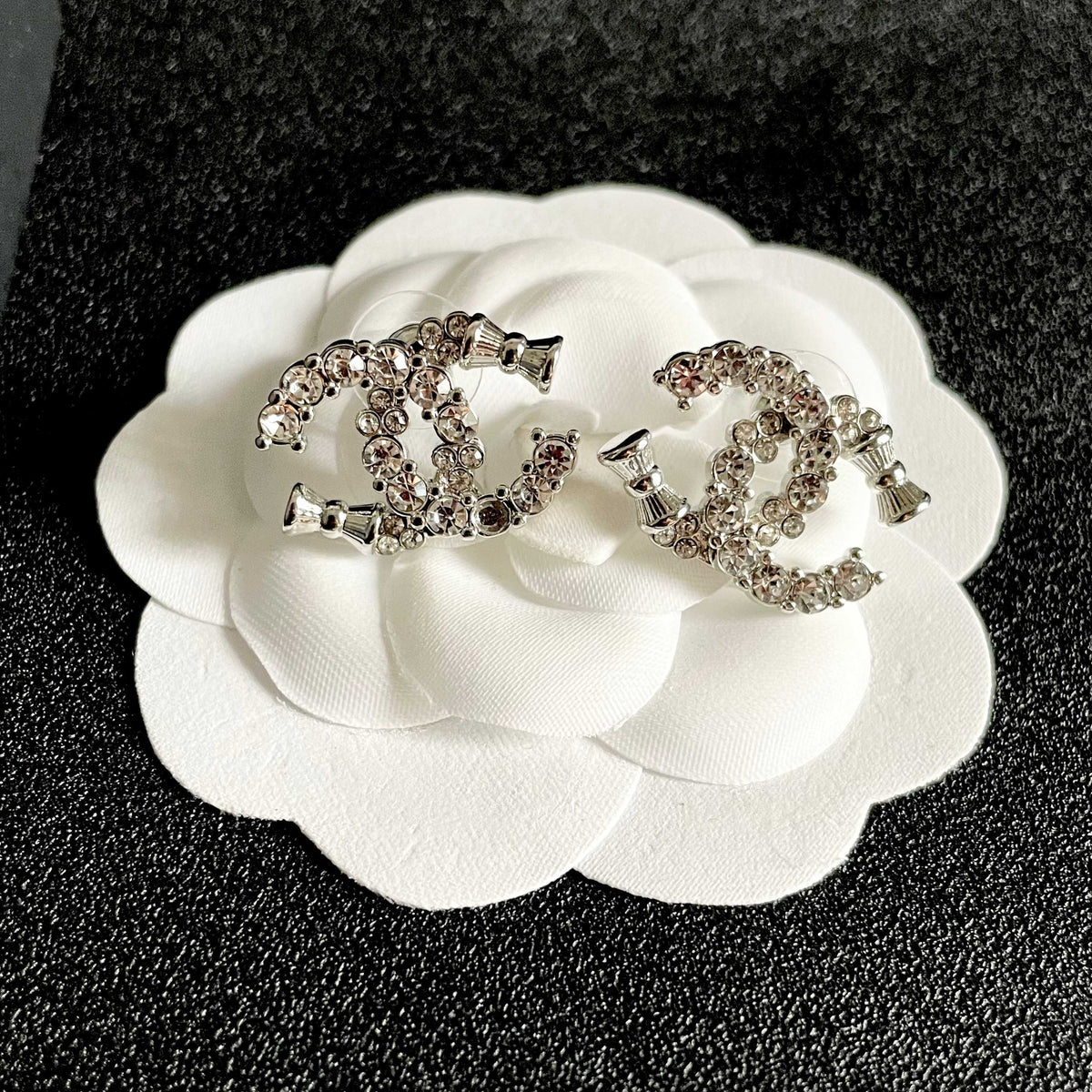 Signature Emblem Stud Earrings in Polished Metal-Tone – Design 115 front product view