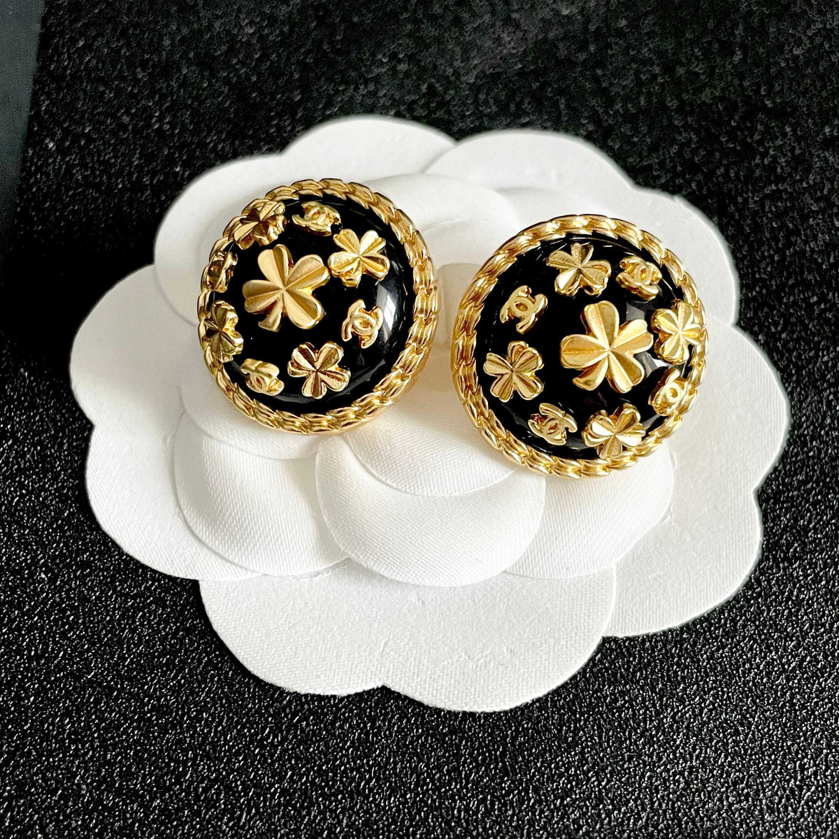 Camellia Stud Earrings in Polished Metal-Tone – Camellia Detail – Design 019 front product view