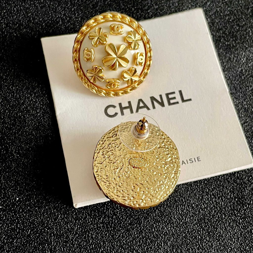 Camellia Stud Earrings in Polished Metal-Tone – Camellia Detail – Design 056 main product view