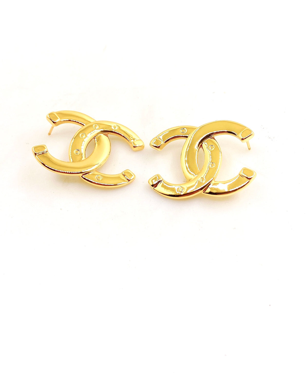 Signature Emblem Stud Earrings in Gold-Tone – Design 080 main product view