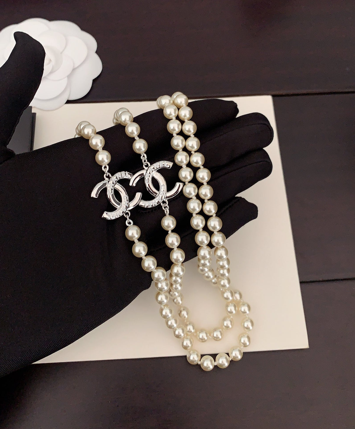 Letter Pearl-Detail Pendant Necklace – Pearl Detail – Design 008 main product view
