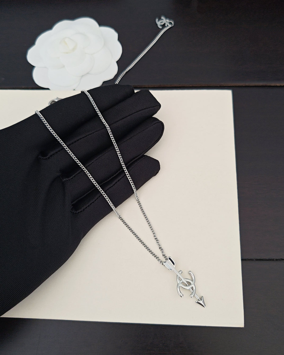 Arrow Pendant Necklace in Gold-Tone – Arrow Detail – Design 002 main product view