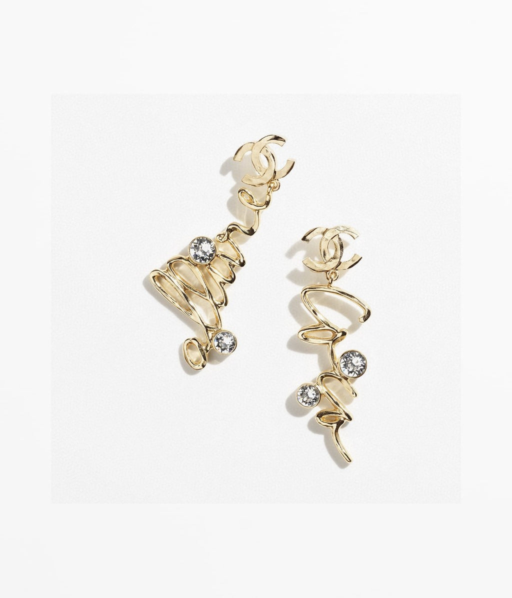 Double-C Emblem Statement Earrings in Polished Metal-Tone – Design 070 main product view