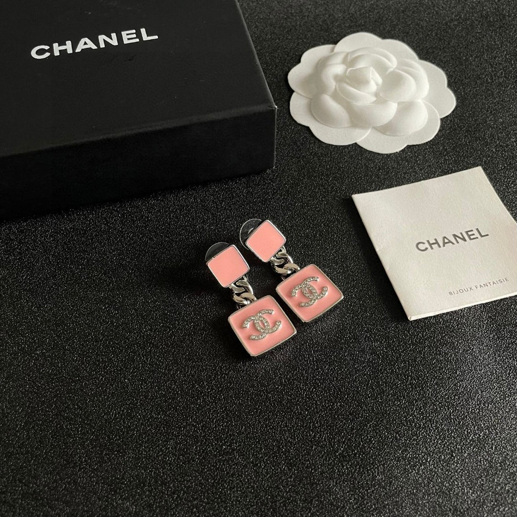 Double-C Emblem Statement Earrings in Polished Metal-Tone – Design 074 styled product view