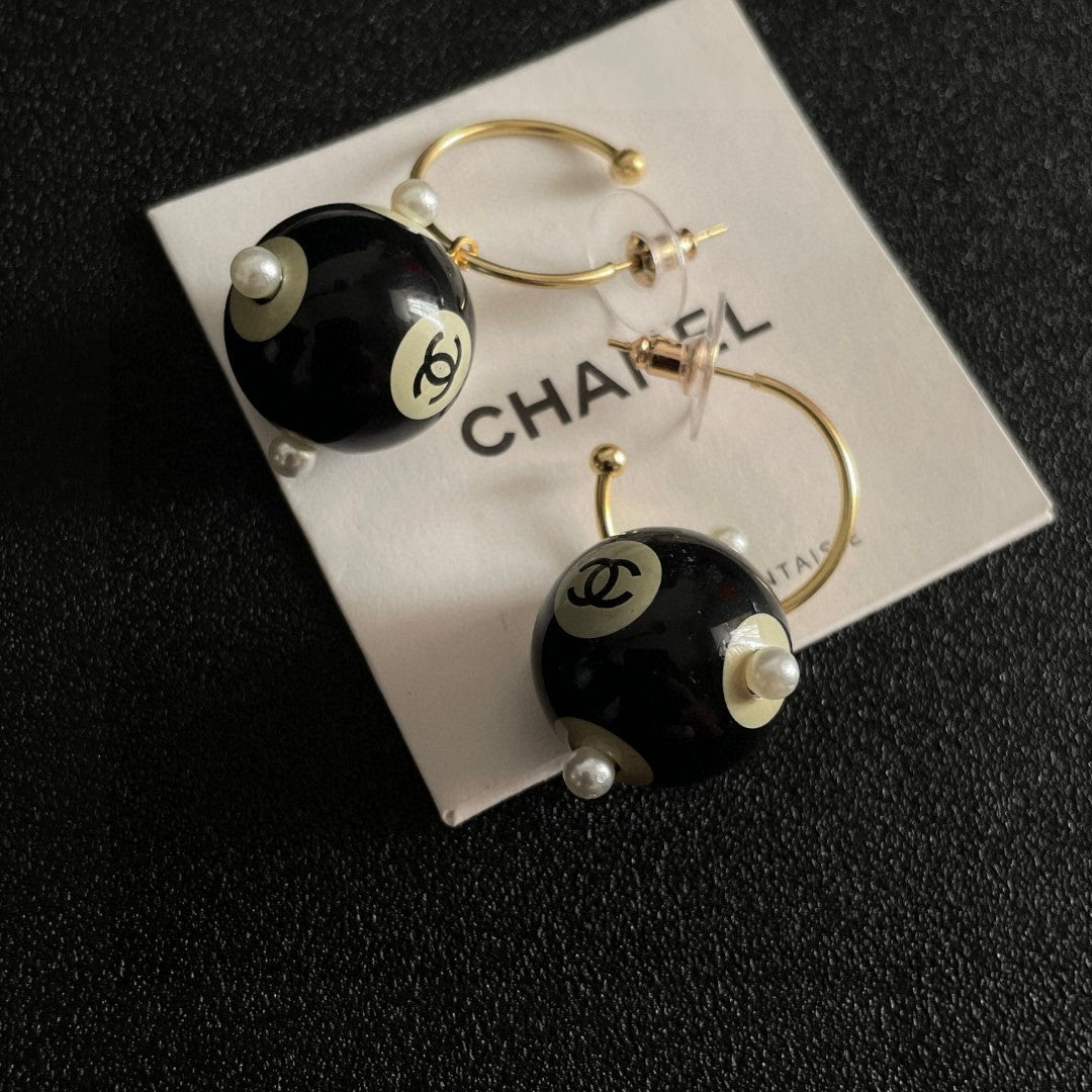 Double-C Emblem Statement Earrings in Polished Metal-Tone – Design 073 main product view