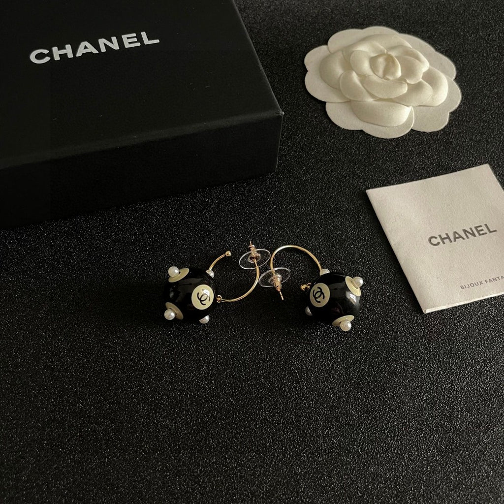Double-C Emblem Statement Earrings in Polished Metal-Tone – Design 067 styled product view