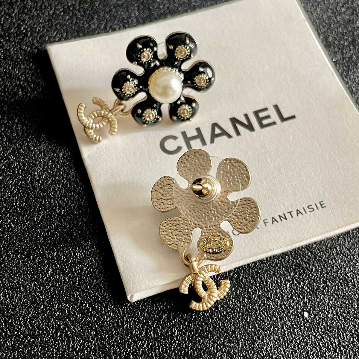 Camellia Stud Earrings in Polished Metal-Tone – Camellia Detail – Design 058 main product view