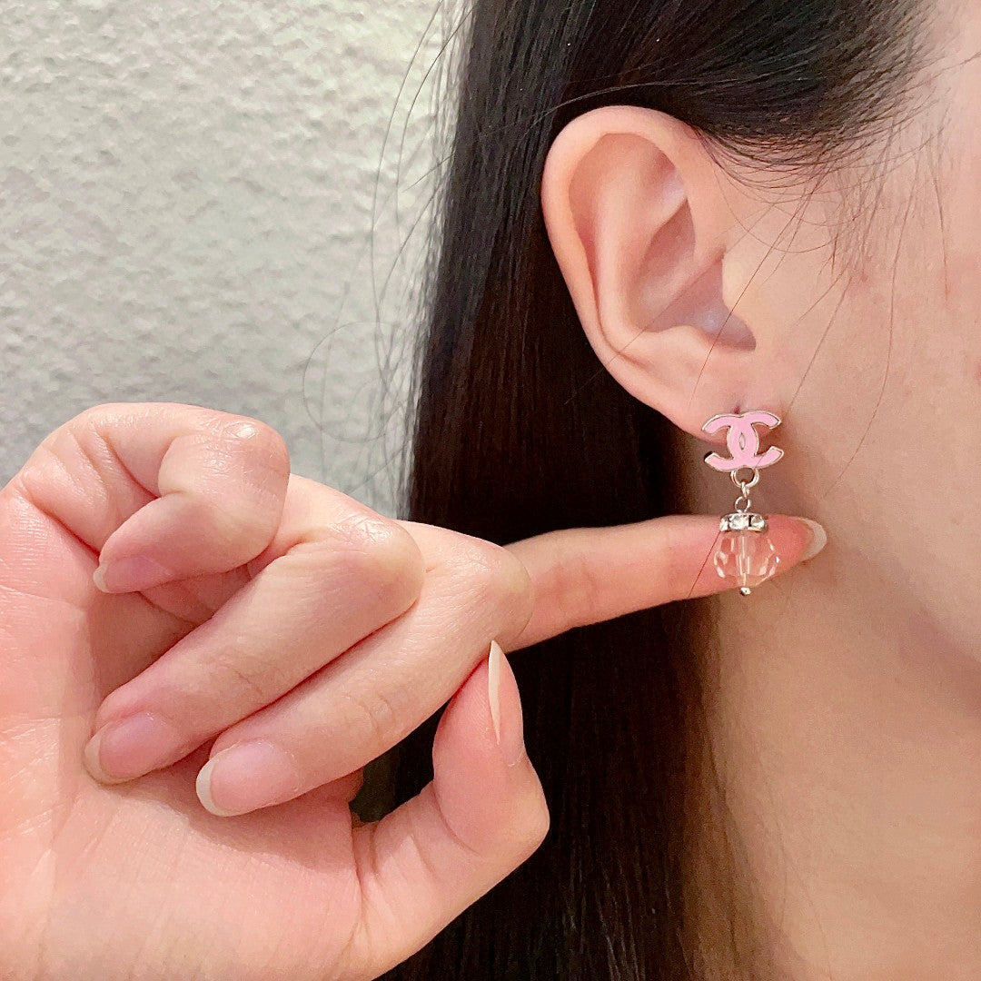 Double-C Emblem Statement Earrings in Polished Metal-Tone – Design 072 front product view