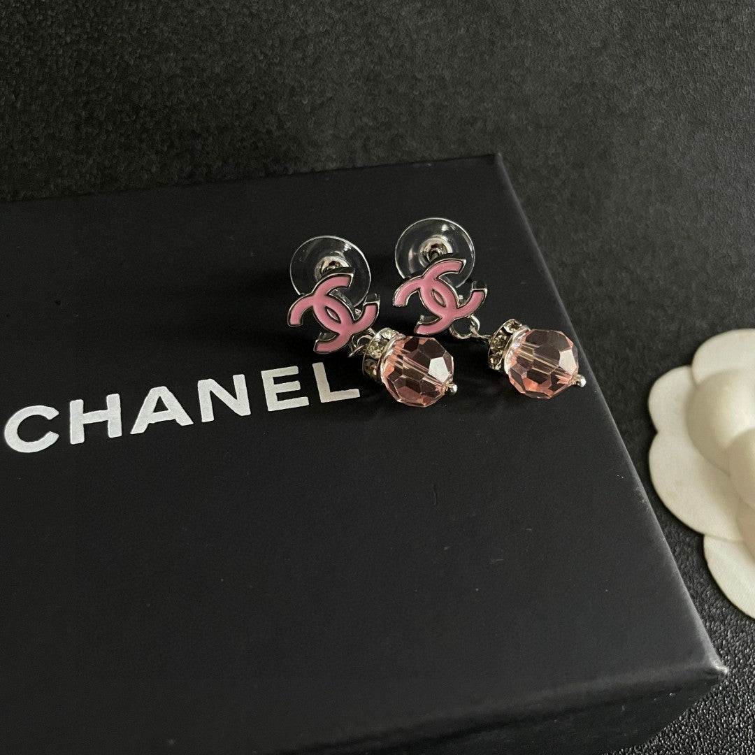 Double-C Emblem Statement Earrings in Polished Metal-Tone – Design 072 detail view