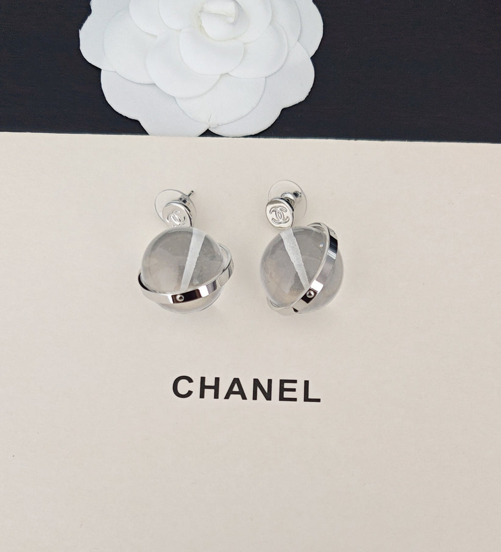 Signature Emblem Statement Earrings in Gold-Tone – White Detail – Design 002 detail view