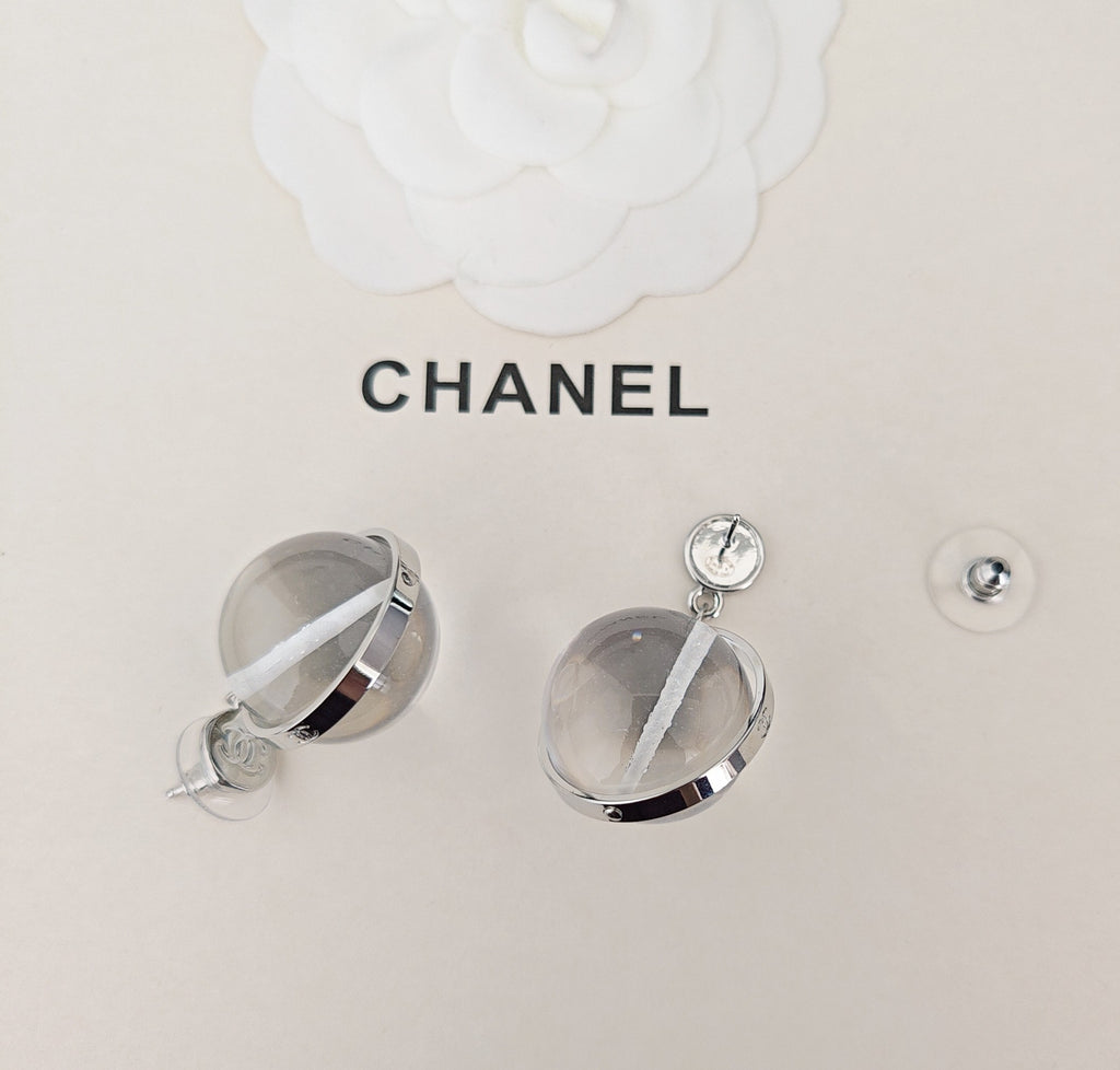 Signature Emblem Statement Earrings in Gold-Tone – White Detail – Design 002 close-up detail