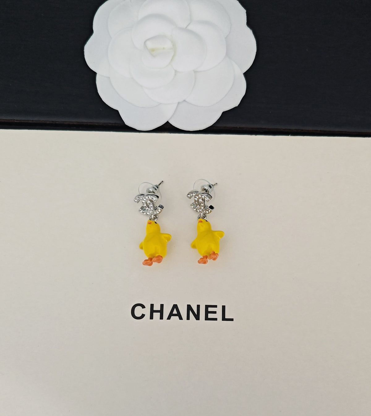 Duck Statement Earrings in Gold-Tone – Design 002 close-up detail