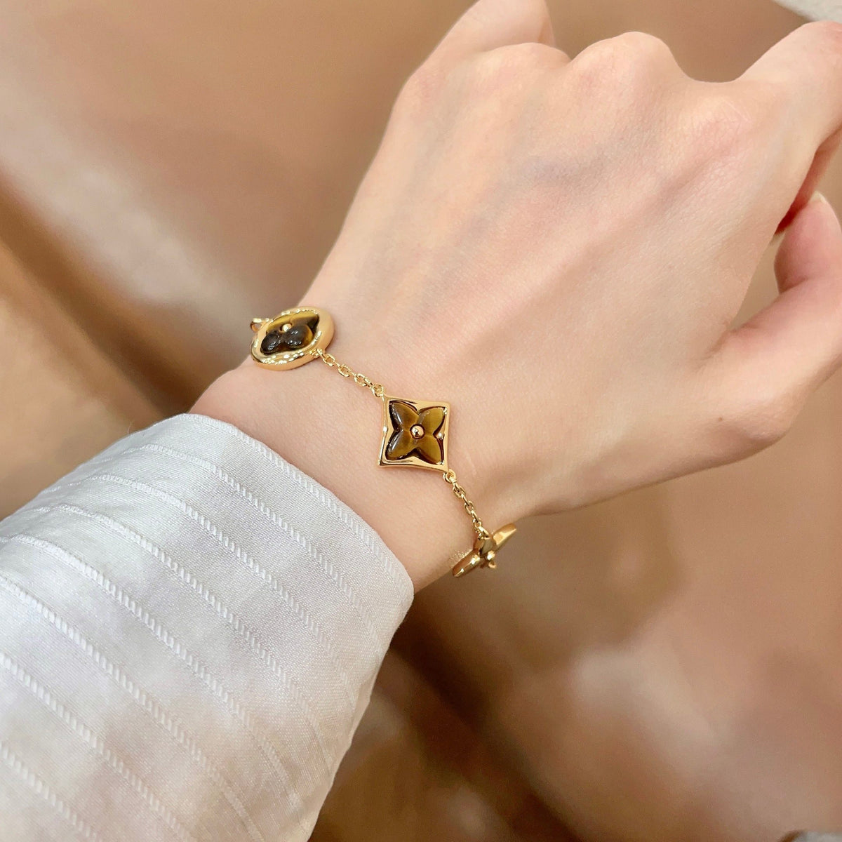 Geometric Emblem Bracelet in Gold-Tone – Design 029 front product view