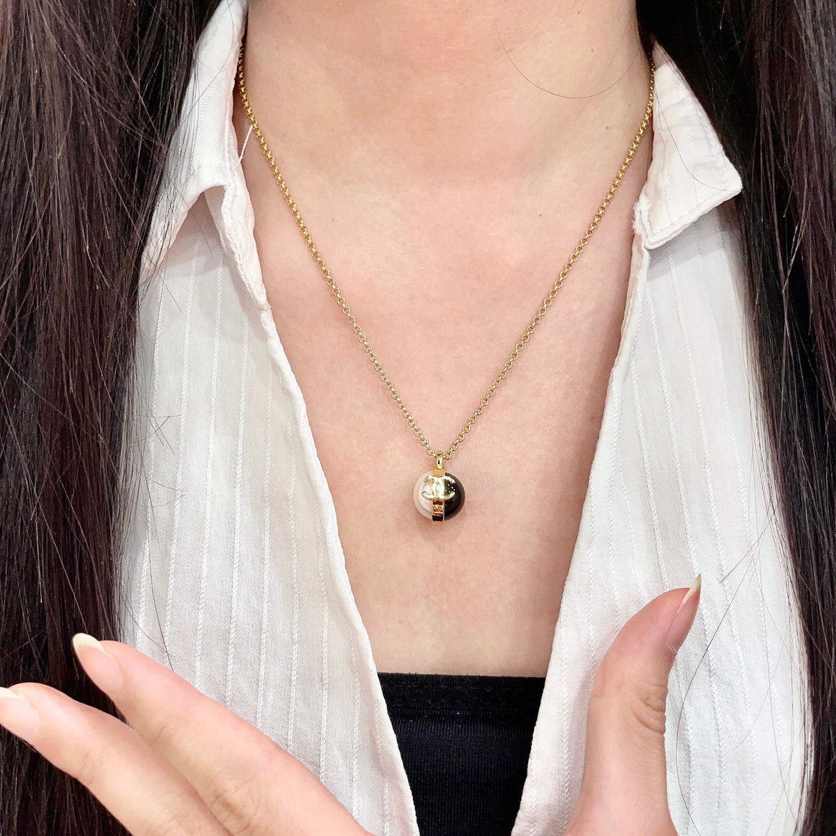 Signature Emblem Pendant Necklace in Polished Metal-Tone – Design 031 front product view