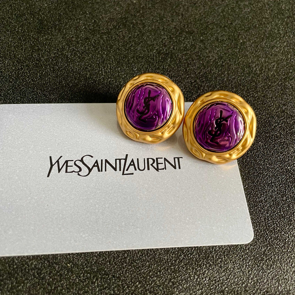 Geometric Emblem Stud Earrings in Silver-Tone – Vintage Detail – Design 005 front product view