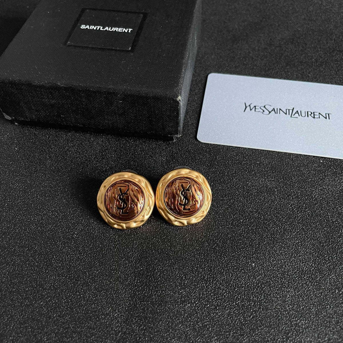 Signature Emblem Stud Earrings in Silver-Tone – Design 013 close-up detail