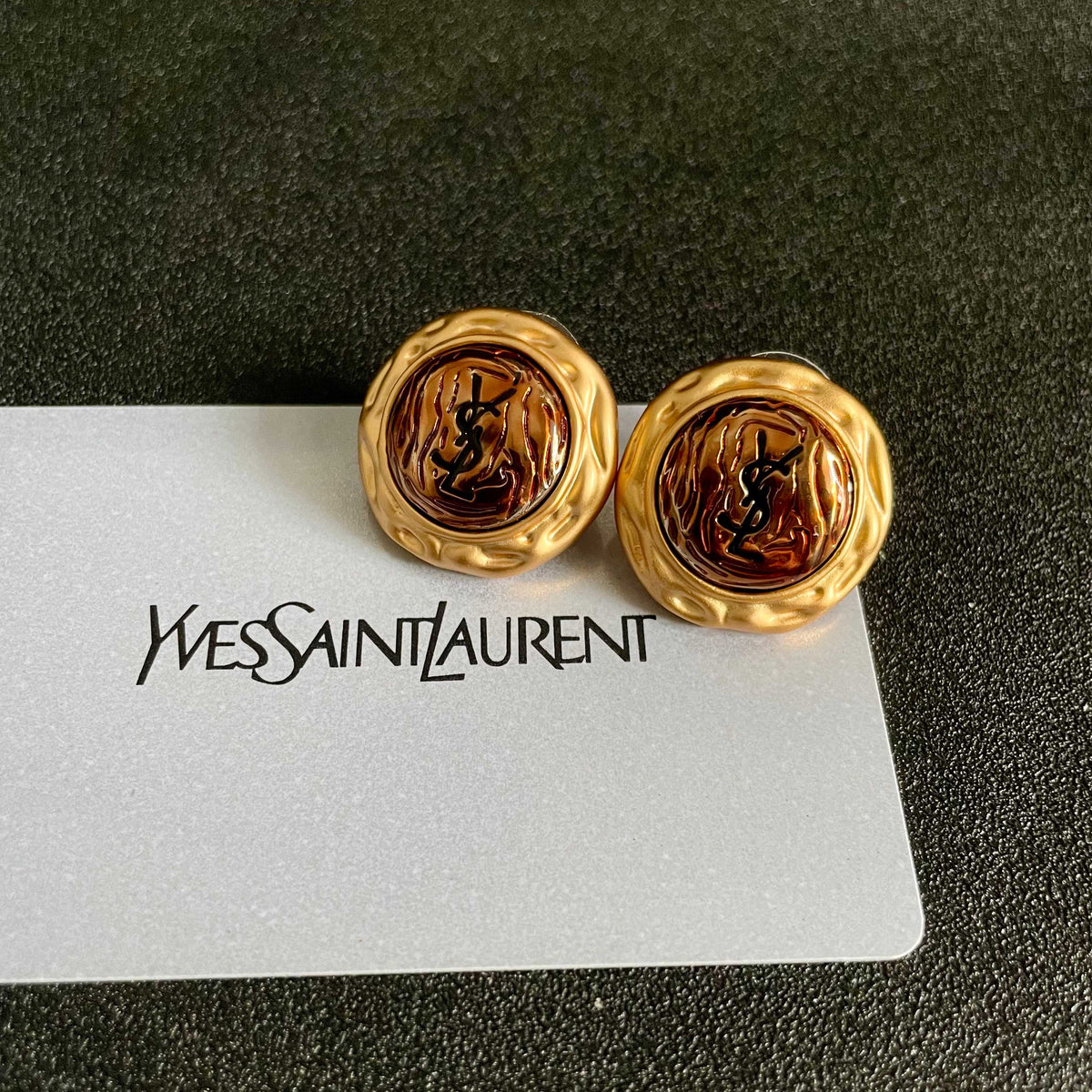Signature Emblem Stud Earrings in Silver-Tone – Design 013 front product view
