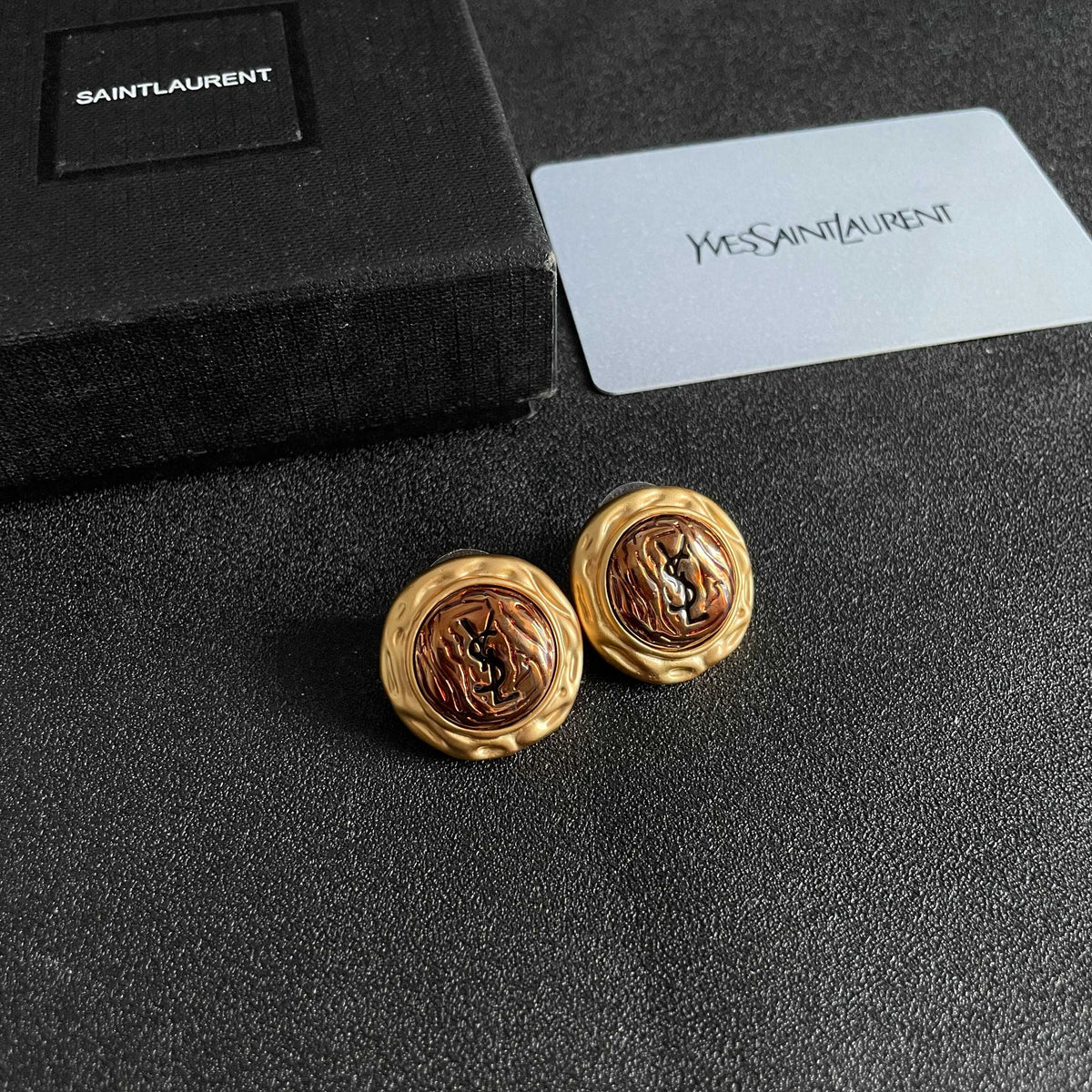 Geometric Emblem Stud Earrings in Silver-Tone – Vintage Detail – Design 004 styled product view