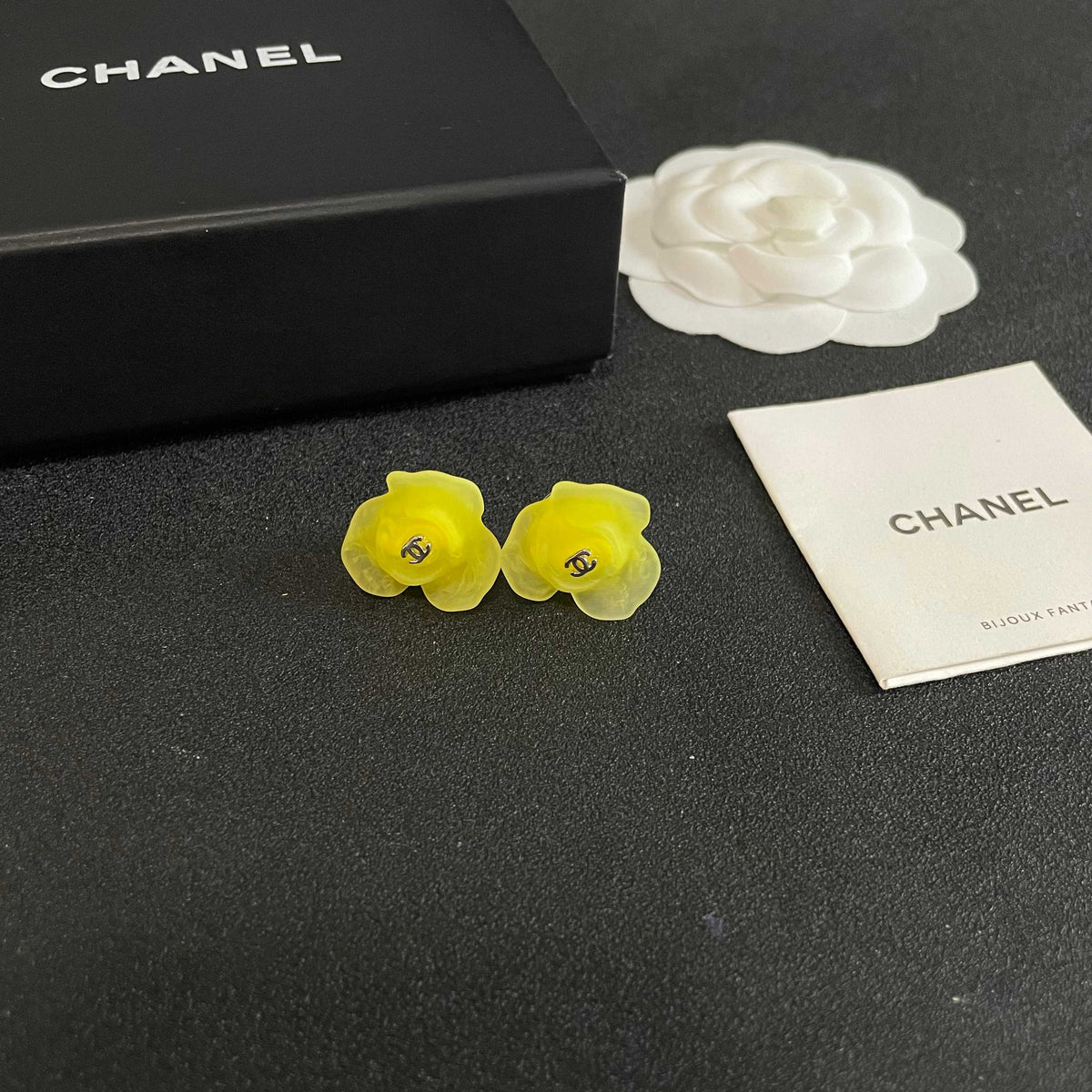 Double-C Emblem Stud Earrings in Polished Metal-Tone – Design 132 styled product view
