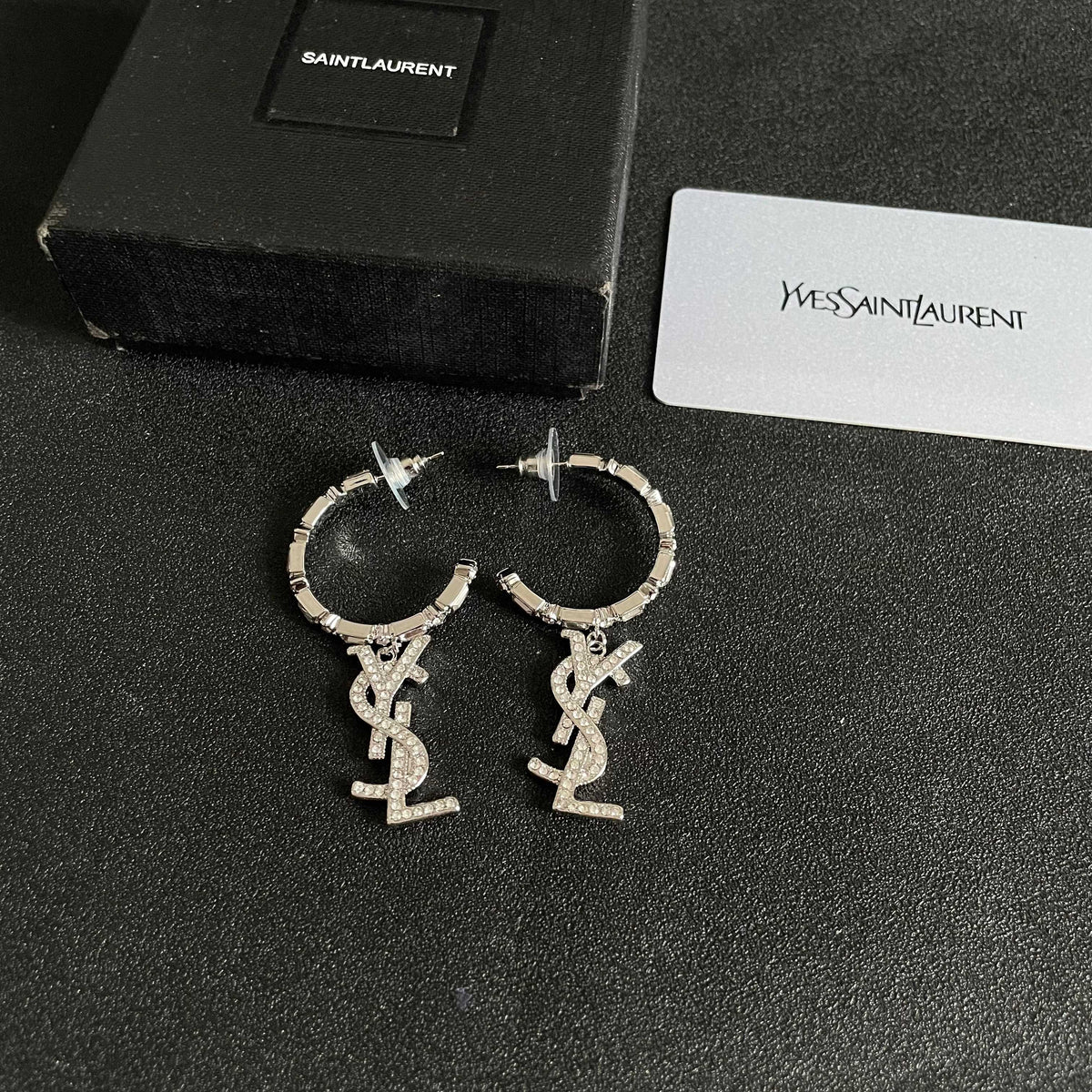 Signature Emblem Stud Earrings in Silver-Tone – Design 011 close-up detail