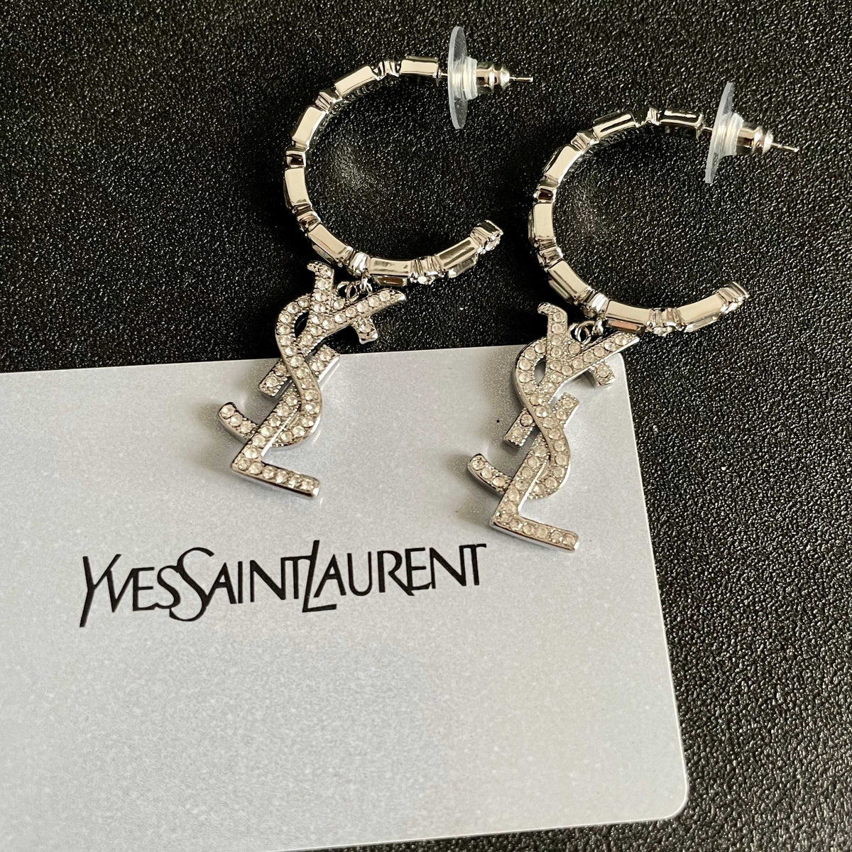 Signature Emblem Stud Earrings in Silver-Tone – Design 004 front product view