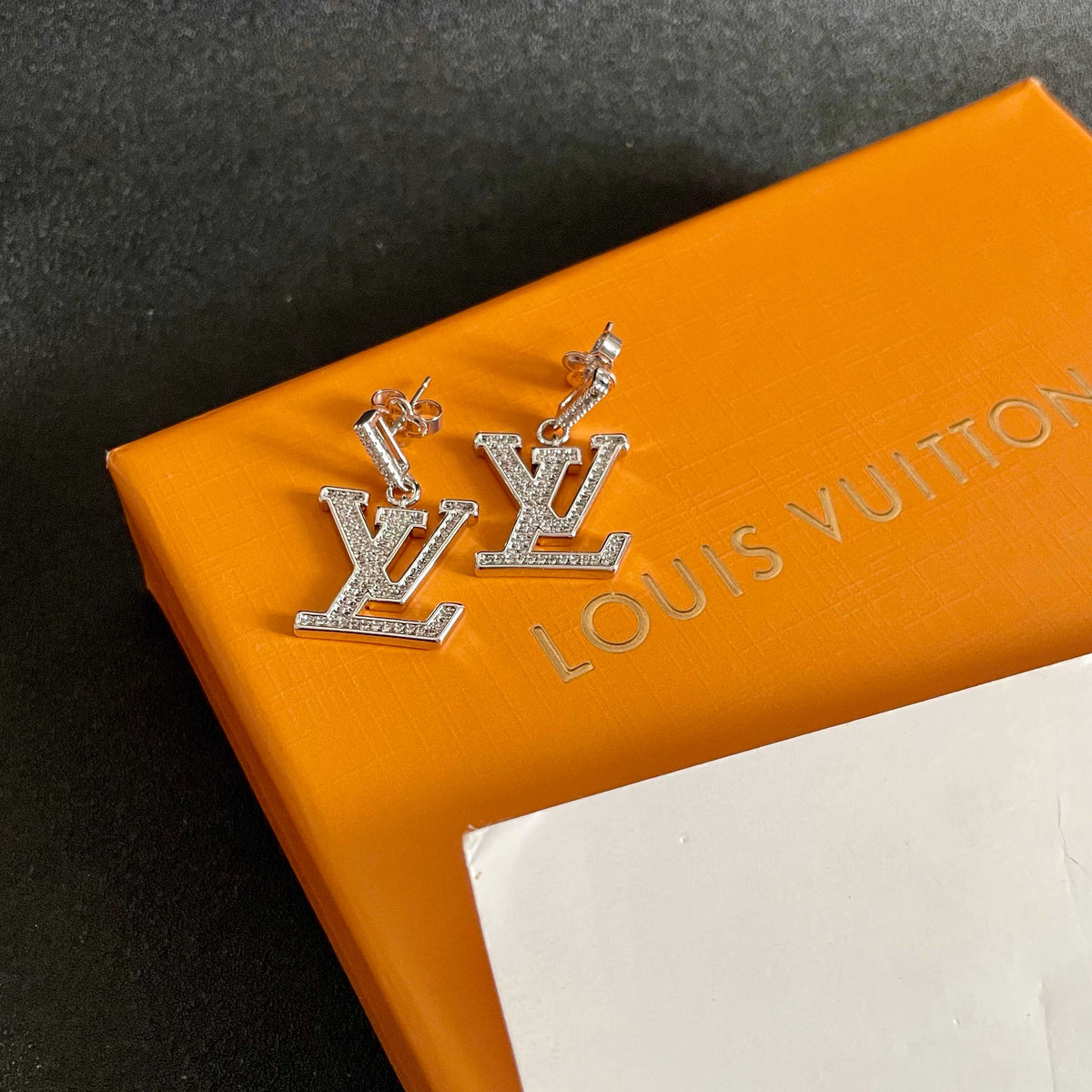Geometric Emblem Stud Earrings in Polished Metal-Tone – Design 010 styled product view