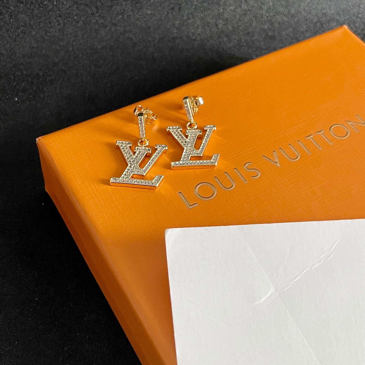 Geometric Emblem Stud Earrings in Polished Metal-Tone – Design 009 styled product view