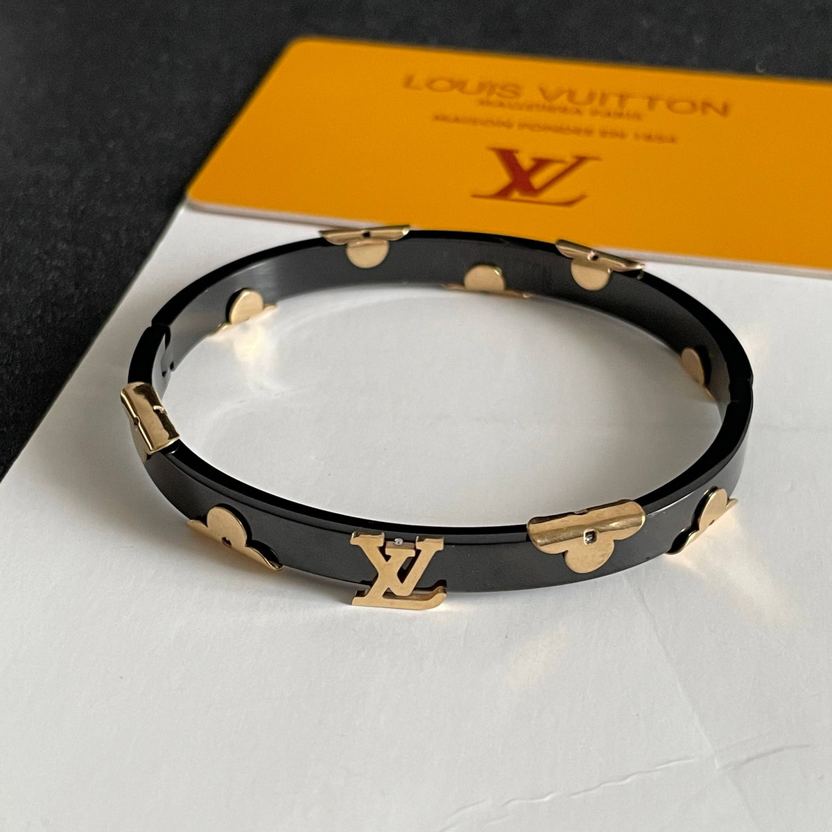 Geometric Emblem Bangle in Polished Metal-Tone – Design 001 main product view
