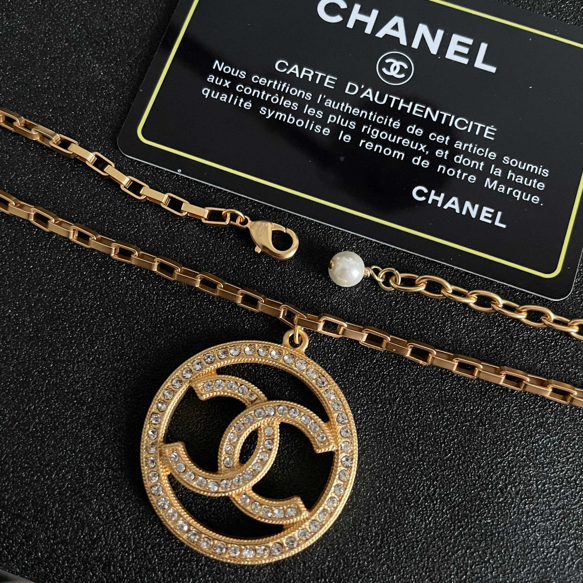 Double-C Emblem Crystal-Accent Pendant Necklace – Design 011 main product view