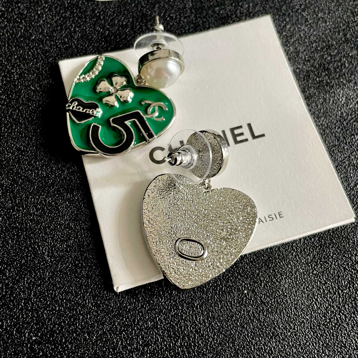 Double-C Emblem Pearl-Detail Statement Earrings – Pearl Detail – Design 007 main product view