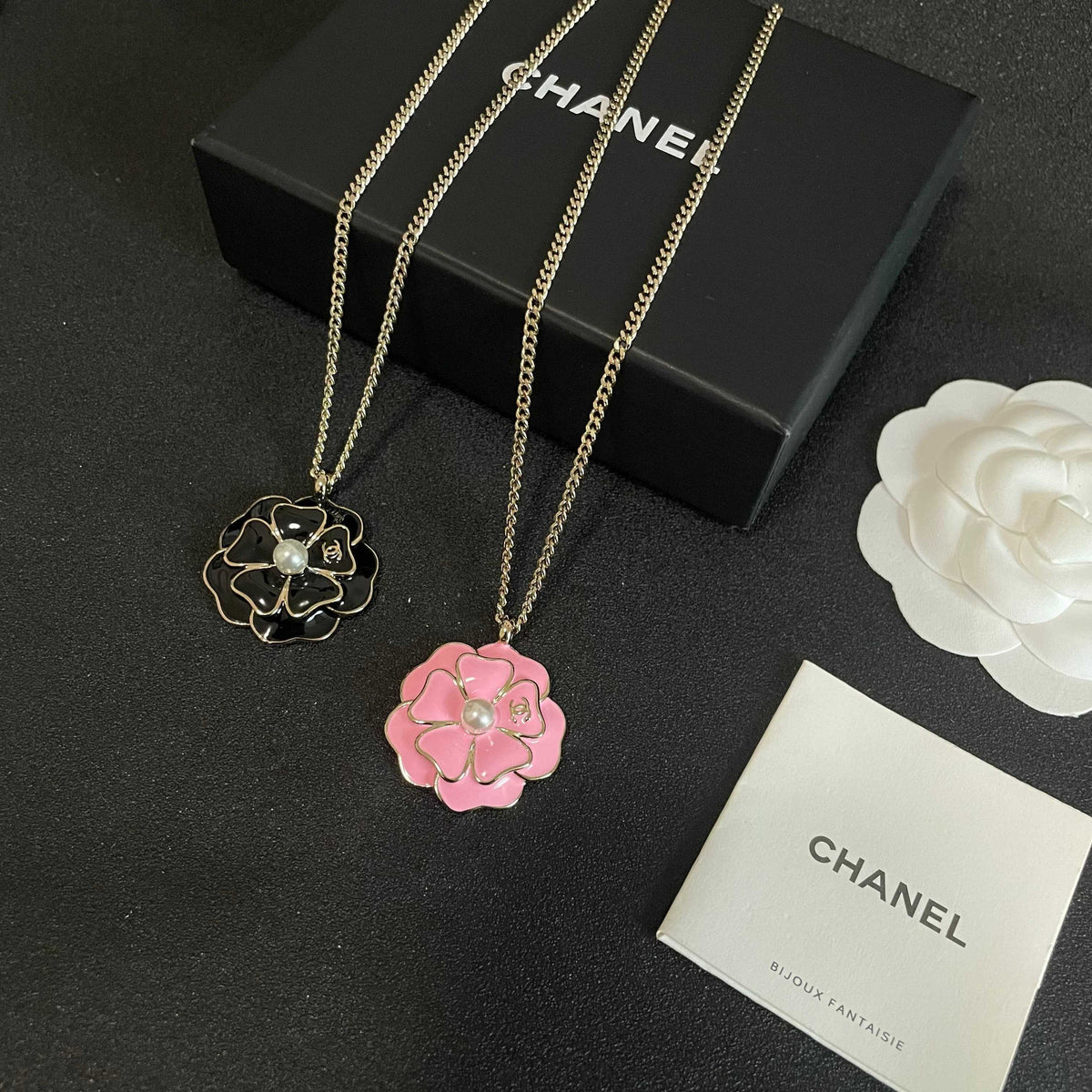 Camellia Pendant Necklace in Polished Metal-Tone – Camellia Detail – Design 009 close-up detail
