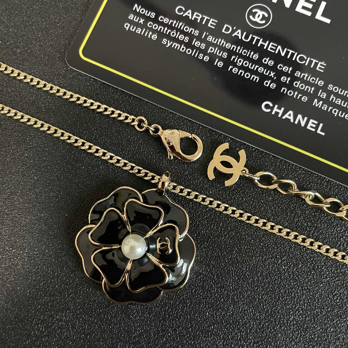 Camellia Pendant Necklace in Polished Metal-Tone – Camellia Detail – Design 004 main product view