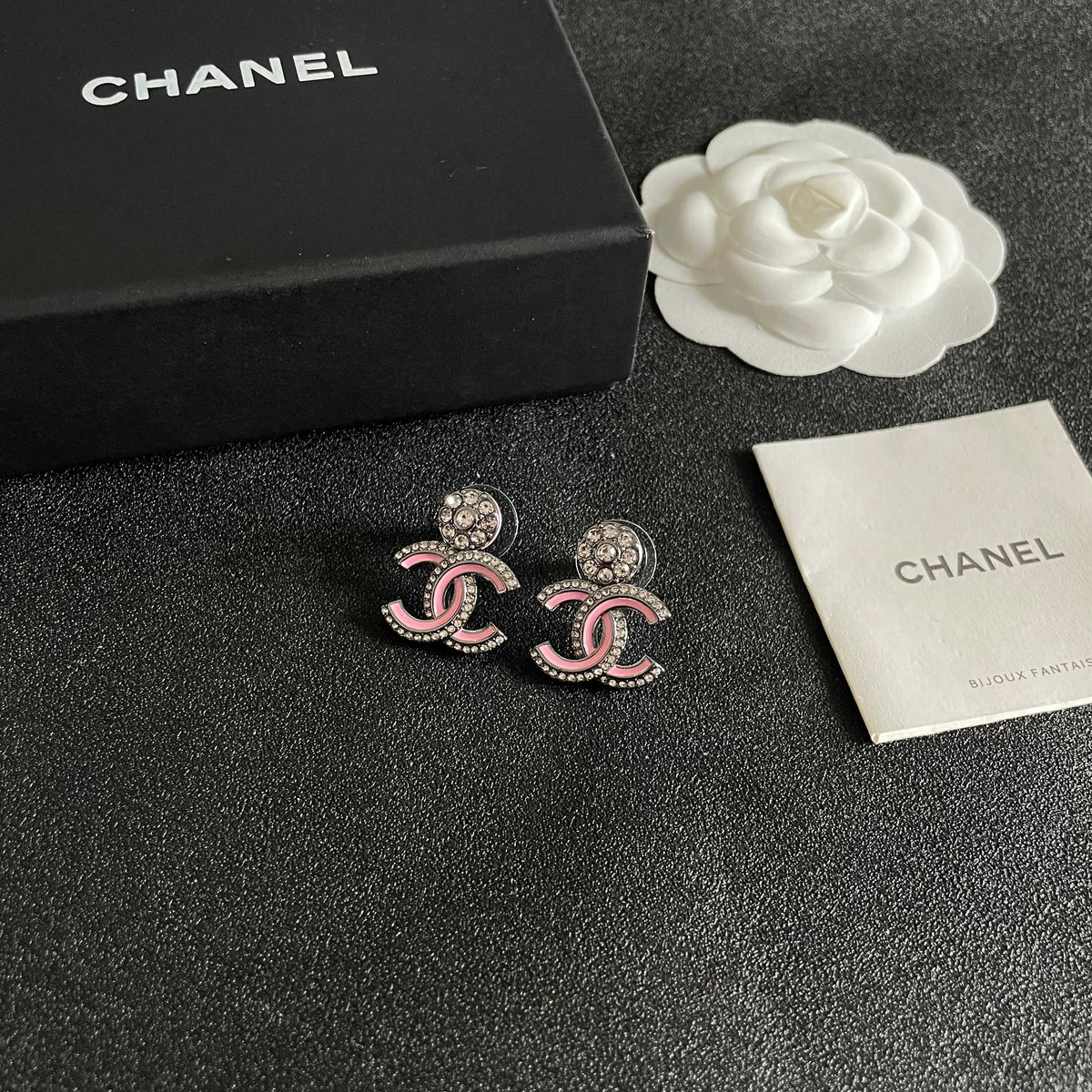 Double-C Emblem Crystal-Accent Statement Earrings – Design 008 styled product view