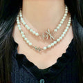 Letter Pearl-Detail Pendant Necklace – Pearl Detail – Design 002 main product view