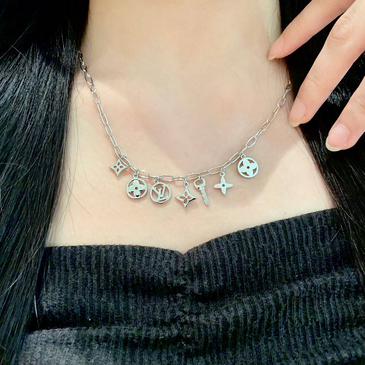 Geometric Emblem Pendant Necklace in Polished Metal-Tone – Design 003 main product view